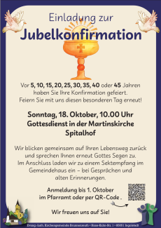 Jubelkonfirmation 18.10.2026 10 Uhr Martinskirche Spitalhof