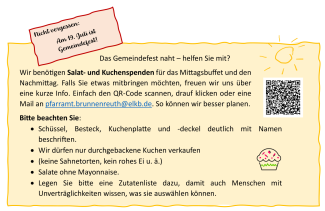 Kuchenspenden Gemeindefest 2026