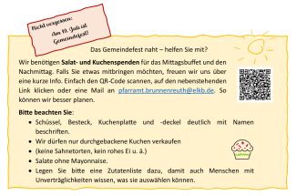 Kuchenspenden Gemeindefest 2026