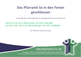 Pfarramt in Herbstferien geschlossen